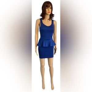 Chic Blue Peplum Pencil Dress by Charlotte Russ